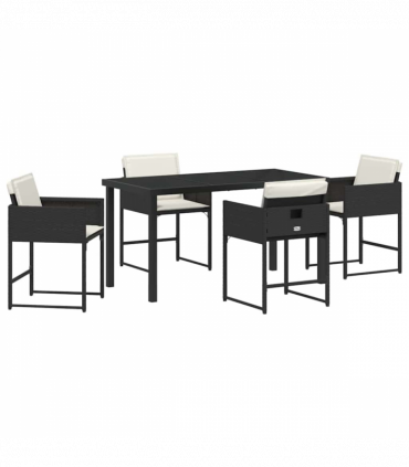 vidaXL Garden Dining Set 5 pcs Black Poly Rattan