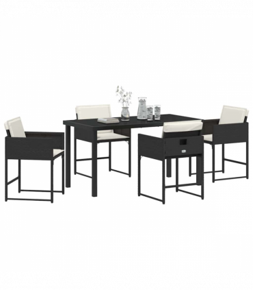 vidaXL Garden Dining Set 5 pcs Black Poly Rattan
