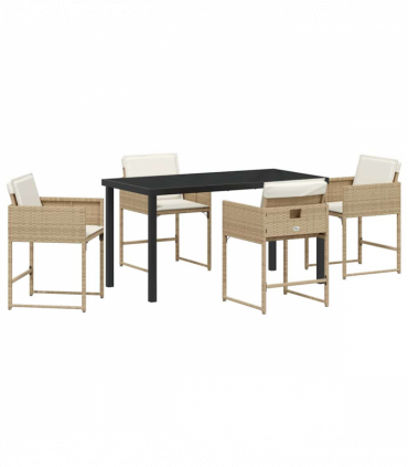 vidaXL Garden Dining Set 5 pcs Beige Poly Rattan