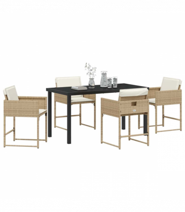 vidaXL Garden Dining Set 5 pcs Beige Poly Rattan