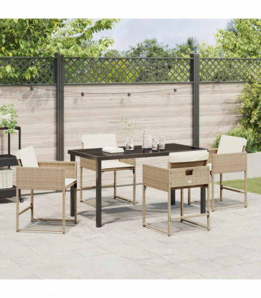 vidaXL Garden Dining Set 5 pcs Beige Poly Rattan