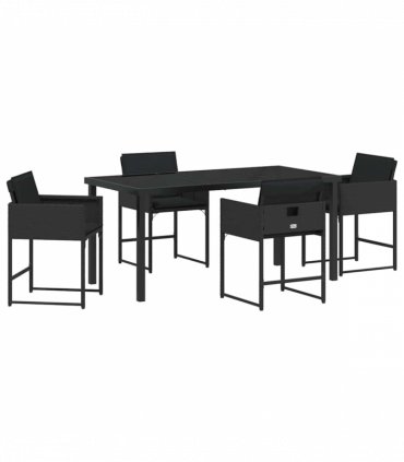 vidaXL Garden Dining Set 5 pcs Black Poly Rattan