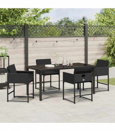 vidaXL Garden Dining Set 5 pcs Black Poly Rattan