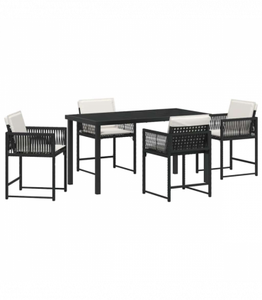 vidaXL Garden Dining Set 5 pcs Black Poly Rattan