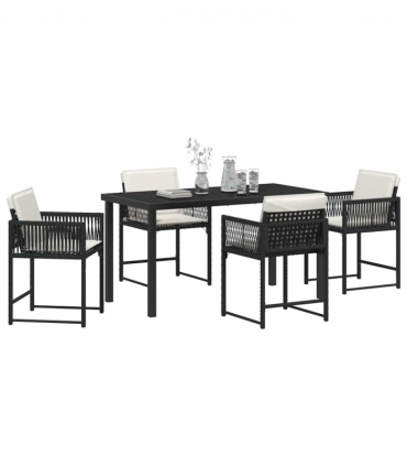 vidaXL Garden Dining Set 5 pcs Black Poly Rattan