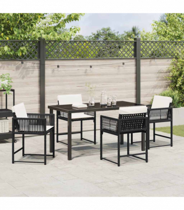 vidaXL Garden Dining Set 5 pcs Black Poly Rattan