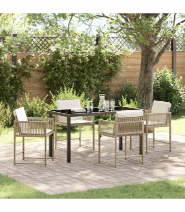 vidaXL Garden Dining Set 5 pcs Beige Poly Rattan
