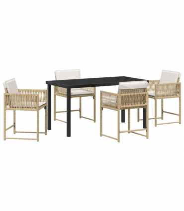 vidaXL Garden Dining Set 5 pcs Beige Poly Rattan