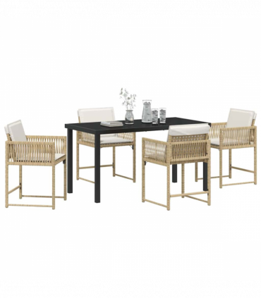 vidaXL Garden Dining Set 5 pcs Beige Poly Rattan
