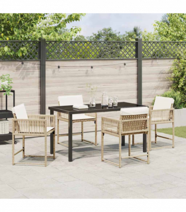 vidaXL Garden Dining Set 5 pcs Beige Poly Rattan