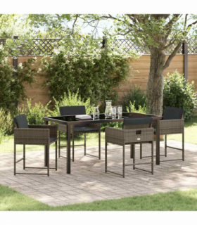 vidaXL Garden Dining Set 5 pcs Grey Poly Rattan