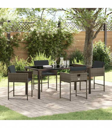 vidaXL Garden Dining Set 5 pcs Grey Poly Rattan