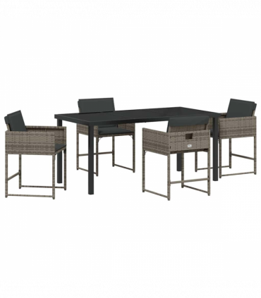 vidaXL Garden Dining Set 5 pcs Grey Poly Rattan
