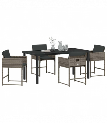 vidaXL Garden Dining Set 5 pcs Grey Poly Rattan