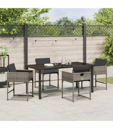vidaXL Garden Dining Set 5 pcs Grey Poly Rattan