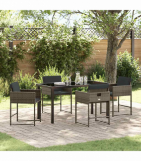 vidaXL Garden Dining Set 5 pcs Grey Poly Rattan