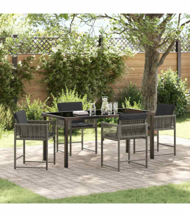 vidaXL Garden Dining Set 5 pcs Grey Poly Rattan
