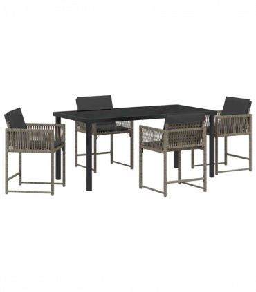 vidaXL Garden Dining Set 5 pcs Grey Poly Rattan