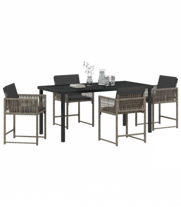 vidaXL Garden Dining Set 5 pcs Grey Poly Rattan