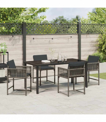 vidaXL Garden Dining Set 5 pcs Grey Poly Rattan