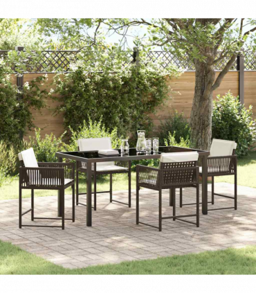 vidaXL Garden Dining Set 5 pcs Brown Poly Rattan