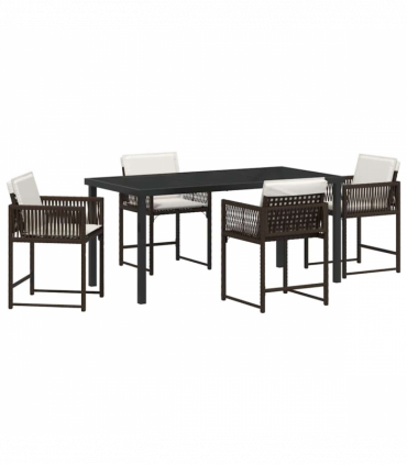 vidaXL Garden Dining Set 5 pcs Brown Poly Rattan