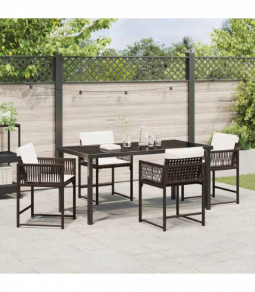vidaXL Garden Dining Set 5 pcs Brown Poly Rattan