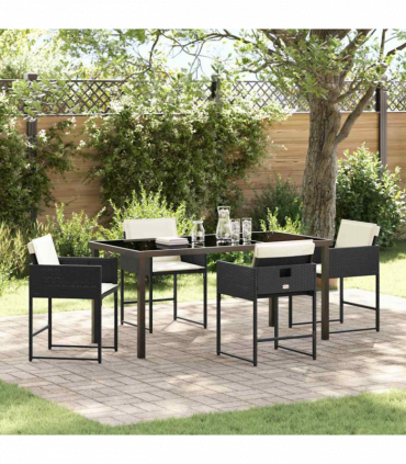 vidaXL Garden Dining Set 5 pcs Black Poly Rattan