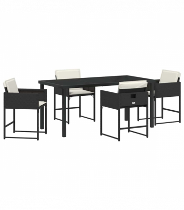 vidaXL Garden Dining Set 5 pcs Black Poly Rattan