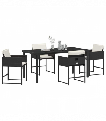 vidaXL Garden Dining Set 5 pcs Black Poly Rattan