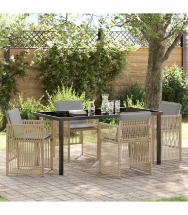 vidaXL Garden Dining Set 5 pcs Beige Poly rattan