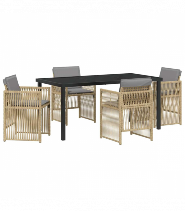 vidaXL Garden Dining Set 5 pcs Beige Poly rattan