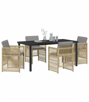 vidaXL Garden Dining Set 5 pcs Beige Poly rattan