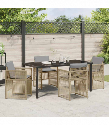 vidaXL Garden Dining Set 5 pcs Beige Poly rattan