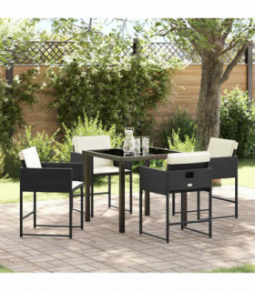vidaXL Garden Dining Set 5 pcs Black Poly Rattan