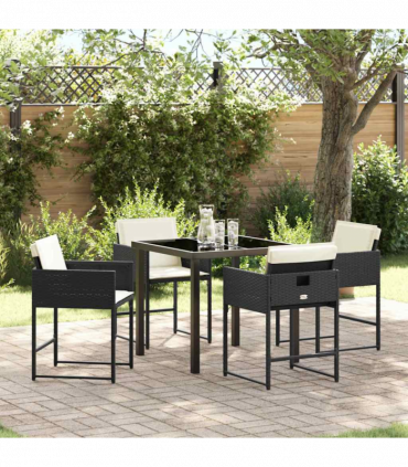 vidaXL Garden Dining Set 5 pcs Black Poly Rattan