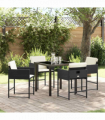 vidaXL Garden Dining Set 5 pcs Black Poly Rattan