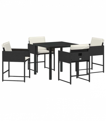 vidaXL Garden Dining Set 5 pcs Black Poly Rattan