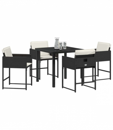 vidaXL Garden Dining Set 5 pcs Black Poly Rattan