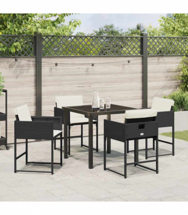 vidaXL Garden Dining Set 5 pcs Black Poly Rattan
