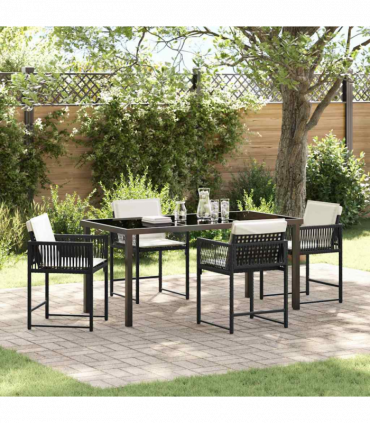 vidaXL Garden Dining Set 5 pcs Black Poly Rattan
