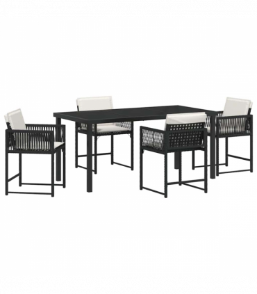 vidaXL Garden Dining Set 5 pcs Black Poly Rattan