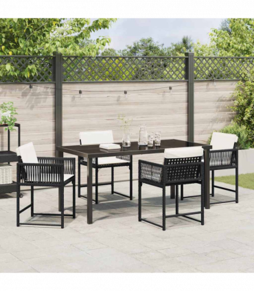 vidaXL Garden Dining Set 5 pcs Black Poly Rattan
