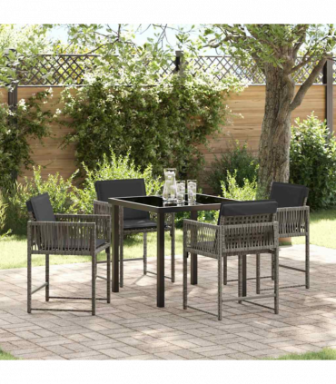vidaXL Garden Dining Set 5 pcs Grey Poly Rattan