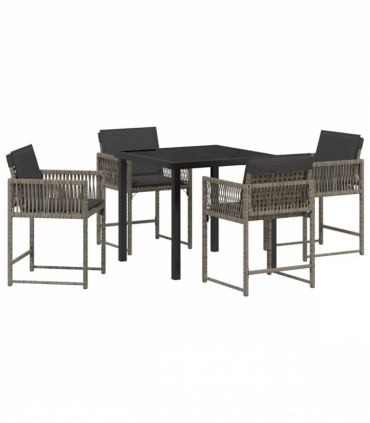 vidaXL Garden Dining Set 5 pcs Grey Poly Rattan