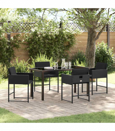 vidaXL Garden Dining Set 5 pcs Black Poly Rattan