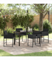 vidaXL Garden Dining Set 5 pcs Black Poly Rattan