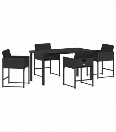 vidaXL Garden Dining Set 5 pcs Black Poly Rattan