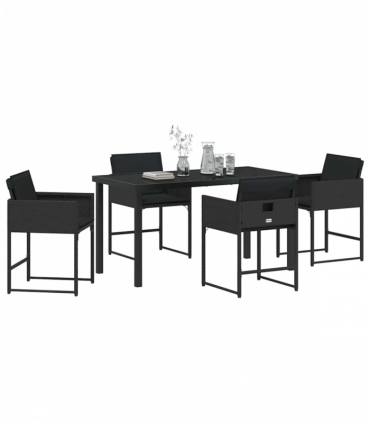 vidaXL Garden Dining Set 5 pcs Black Poly Rattan