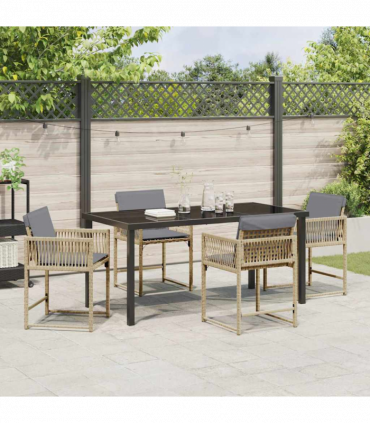 vidaXL Garden Dining Set 5 pcs Beige Poly Rattan